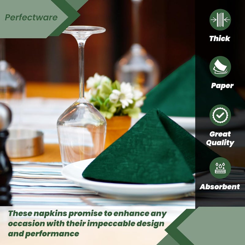Perfectware 2 Ply Hunter Green Beverage Napkins- Pack of 250ct - Image 4